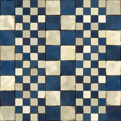 Fototapeta premium Cartoon cracked floor tiles. Ground wall tiles background, ancient old mosaic