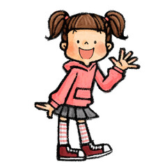 手を振る女の子