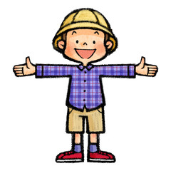 両手を広げる男の子