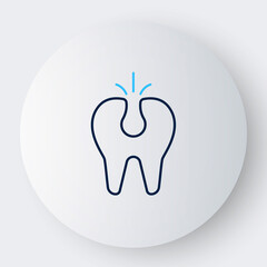 Line Broken tooth icon isolated on white background. Dental problem icon. Dental care symbol. Colorful outline concept. Vector