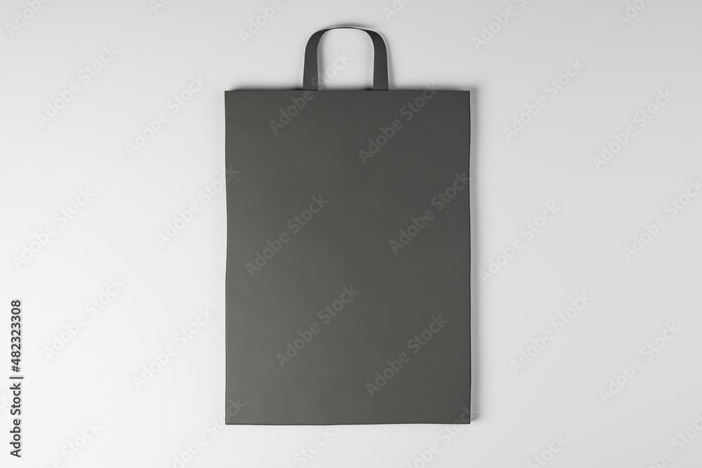 Poster Close up of empty paper bag on white background. Mock up place for your advertisement or logo. 3D Rendering.