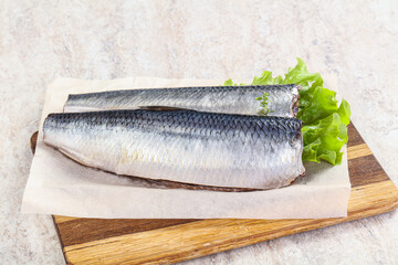 Herring fillet with skin for cooking