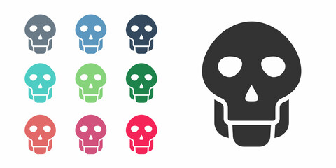 Black Skull icon isolated on white background. Happy Halloween party. Set icons colorful. Vector