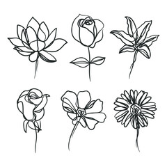 Abstract flower in continuous line art drawing style