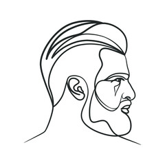 Continuous line art drawing of man face. Hand drawn minimalist style