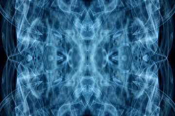 abstract graphics black blue fractal reflection symbol, design effect meditation background
