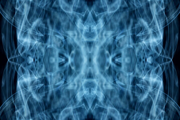 abstract graphics black blue fractal reflection symbol, design effect meditation background