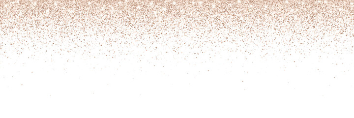 Wide bronze glitter particles on white background. Vector
