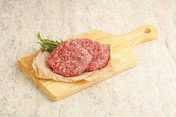 Raw beef burger cutlet for grill
