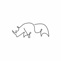One line rhinoceros design silhouette. Hand drawn minimalism style vector illustration