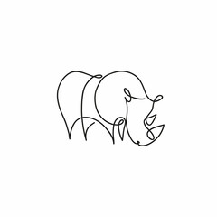 One line rhinoceros design silhouette. Hand drawn minimalism style vector illustration
