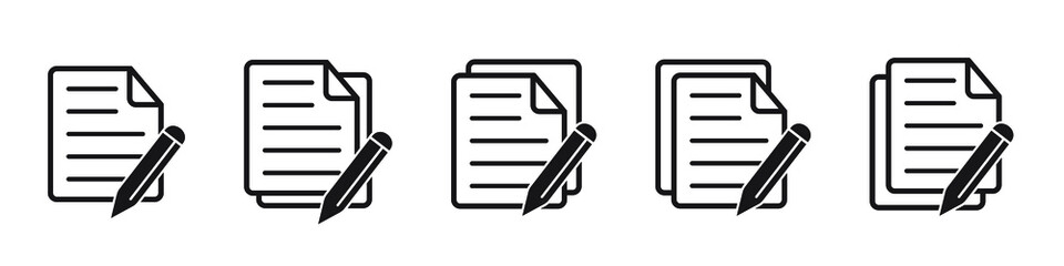 Document, contract vector icon, Paper with pencil icon.