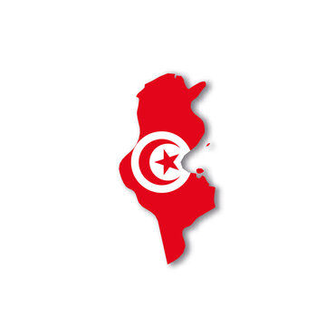 recommend clip art: Tunisia national flag in a shape of country map