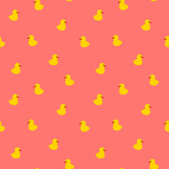 Seamless pattern with petit rubber ducklings toys illustration. 