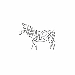 Fototapeta na wymiar One line zebra design silhouette. Hand drawn minimalism style vector illustration