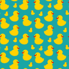 Duck family seamless pattern. Funny, cute background. Trendy Pop up design.