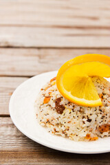 Russian christmas religious porridge sochivo on wooden background