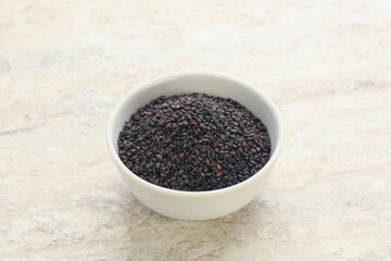 Black sesame seeds in the bowl