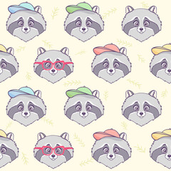 Fototapeta premium seamless background raccoon