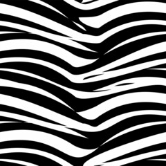 Seamless vector zebra print. Zebra skin texture. Chaotic black and white lines. Abstract background. Template for packaging, notebooks, cards, wallpaper, textiles and other uses.