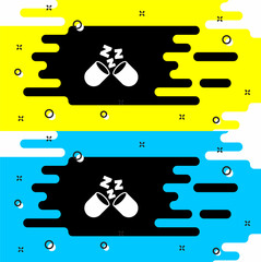 White Sleeping pill icon isolated on black background. Vector