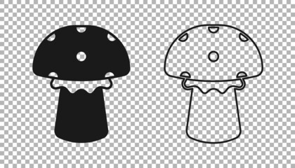 Black Mushroom icon isolated on transparent background. Vector