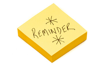 Make a reminder note, do not forget, quick note to aid memory, pad isolated on a white background.