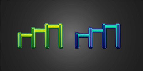 Green and blue Sport horizontal bar icon isolated on black background. Vector