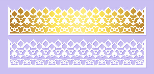 Gold border decorative paper cut lines