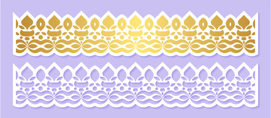 Gold border decorative paper cut lines