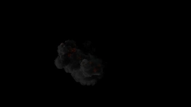High Quality Top View of Sky Explosion like Gas with Dense Smoke and some small Smoke trails and Alpha Channel