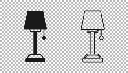 Black Floor lamp icon isolated on transparent background. Vector