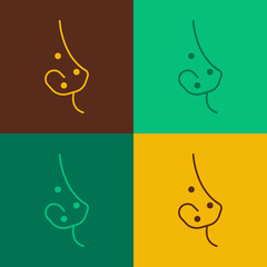 Pop art Acne icon isolated on color background. Inflamed pimple on the skin. The sebum in the clogged pore promotes the growth of a bacteria. Vector