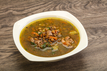 Lentil soup with chicken and vegetables