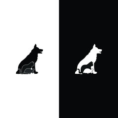 Pets silhouettes. dog, cat and rabbit. logo of pet store or veterinary clinic