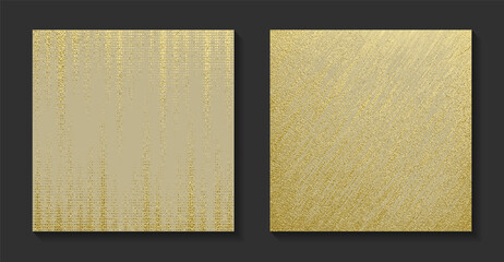 Golden backgrounds set. Shiny Gold grunge texture. Vintage vector illustration. Bright background for christmas cards, luxury flyers or banners. Vector illustration