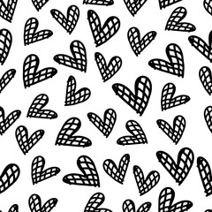 seamless valentine day pattern background with  ink heart like a waffle , valentine card