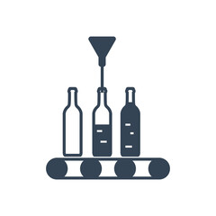 Vector black icon beverages industry, bottling juice, wine