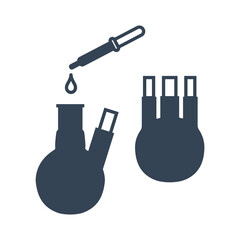 Vector black icon chemical laboratory equipment, pipette and flask