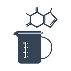 Vector black icon chemical laboratory equipment, beaker, formula