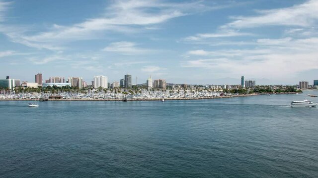 Long Beach California cityscape. Time lapse footage video, 4k