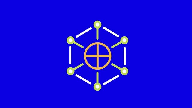 4k video of cartoon icon meaning connection to the Internet on blue background.