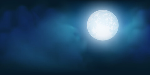 full moon in dark night