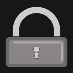 LOCK PADLOCK SILVER MEDIUM , ILLUSTRATION, KEY, PROTECTION