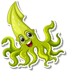 Squid sea animal cartoon sticker