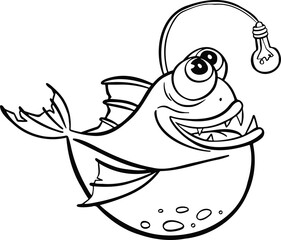 Line stun gun fish, marine stargazer symbol  hand drawn