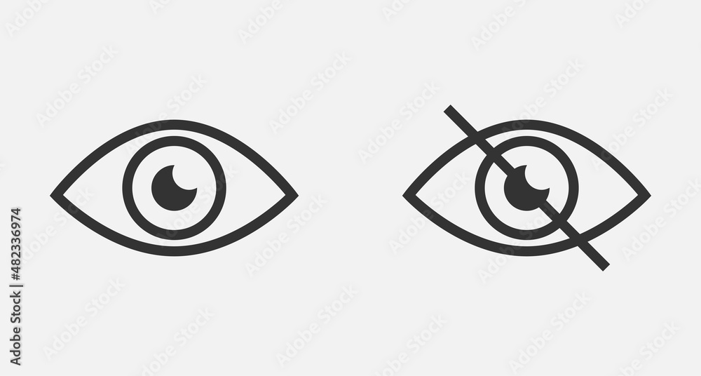 Poster Show password icon, eye symbol. Vector vision hide from watch icon. Secret view web design element.