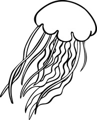Line sea jellyfish symbol  hand drawn