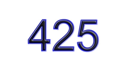 blue 425 number 3d effect white background