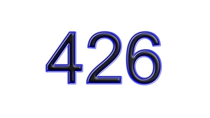 blue 426 number 3d effect white background